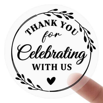 Thank You Stickers, 100 PCS Black Wedding Stickers with Gold Foil