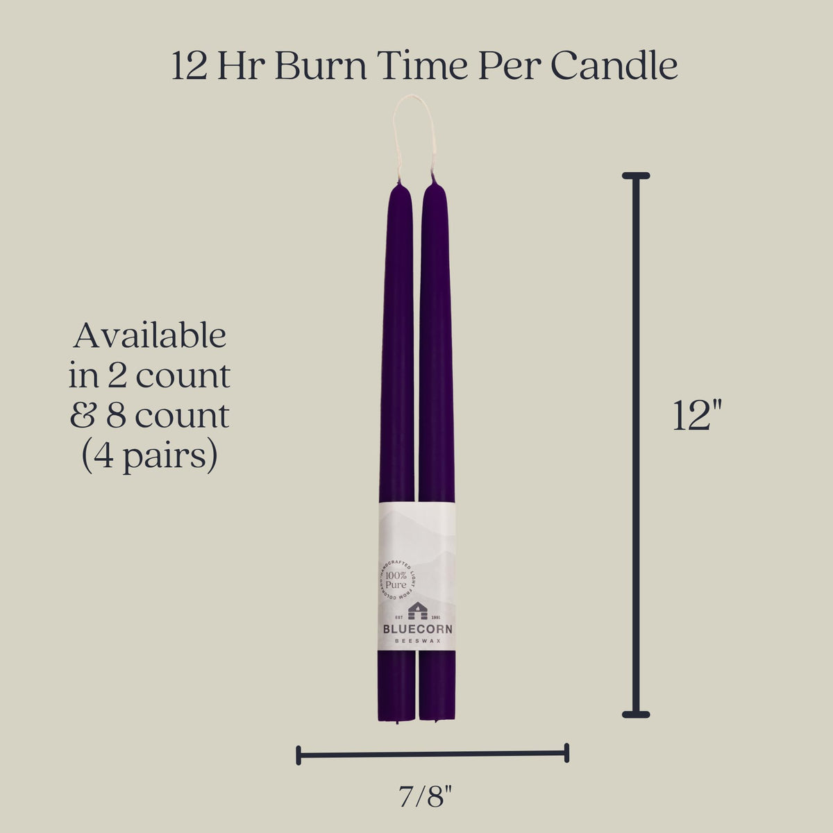 Taper Candles, 12 Inch Terracotta, 2 Count