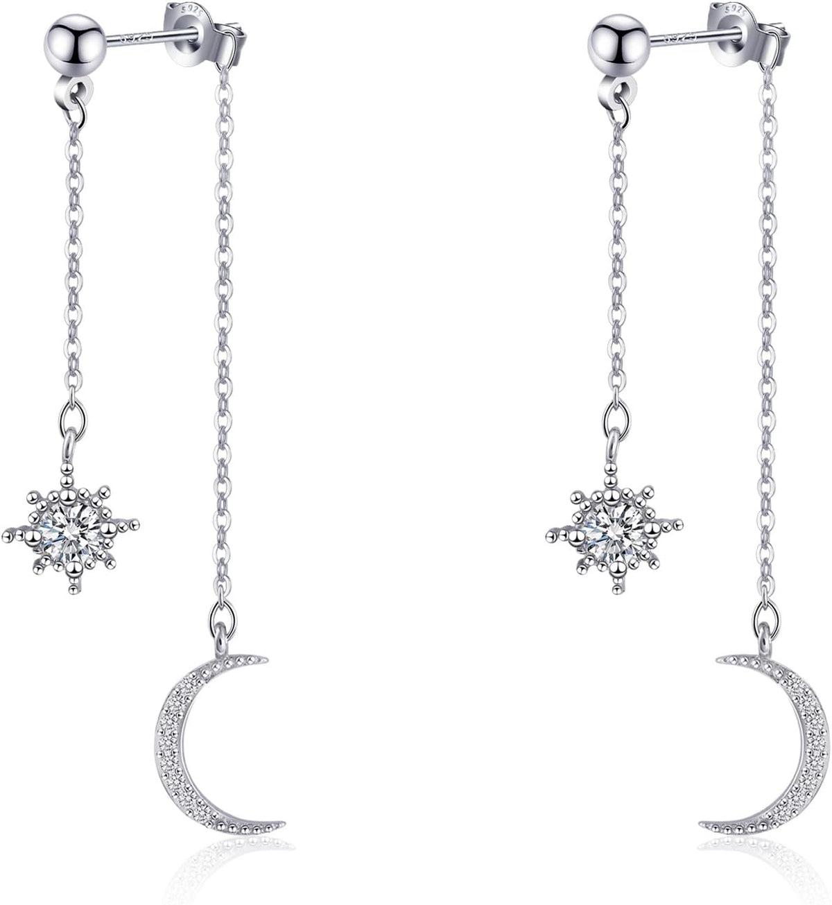 Moon and Star Dangle Earrings