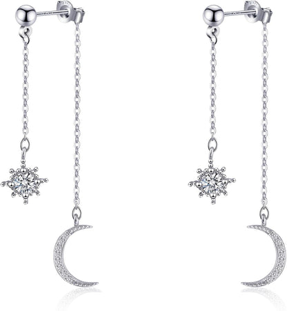 Moon and Star Dangle Earrings