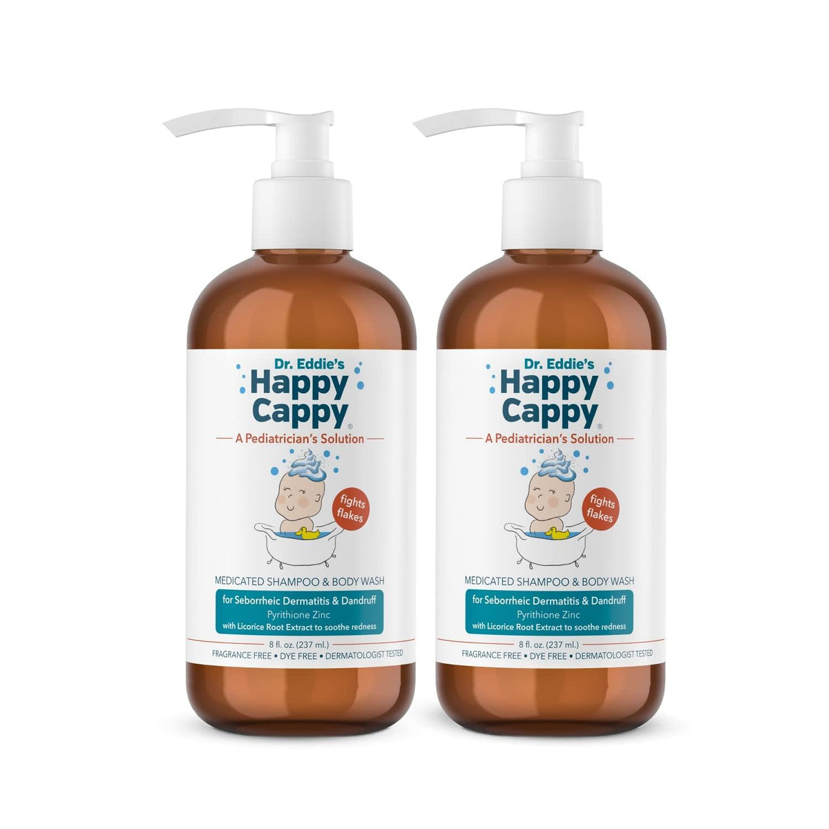 Happy Cappy Medicated Shampoo and Body Wash with Beanie Brush - 2 Pieces