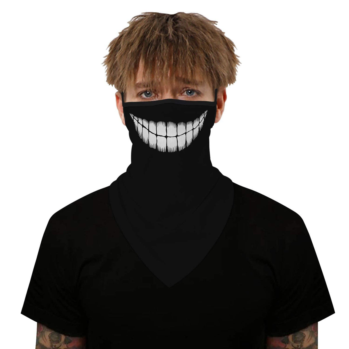 YAYOUREL Neck Gaiter Face Mask Bandanas for Men Women UV Face Scarf Cover Ear Loop Hole Facemask for Fishing Running Cycling