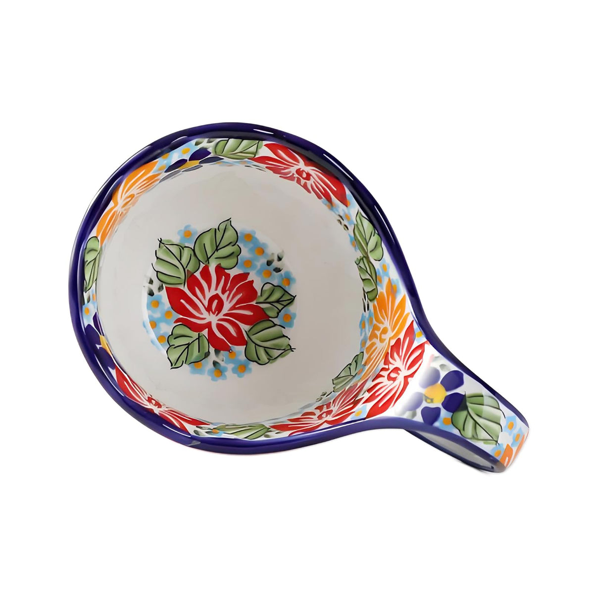 ALMA Handpainted Soup Bowl with Large Loop Handle,Easier Secure Grip