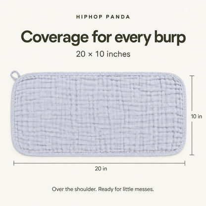 HIPHOP PANDA 10 Pack 100% Cotton Muslin Baby Burp Cloths - Quick-Dry