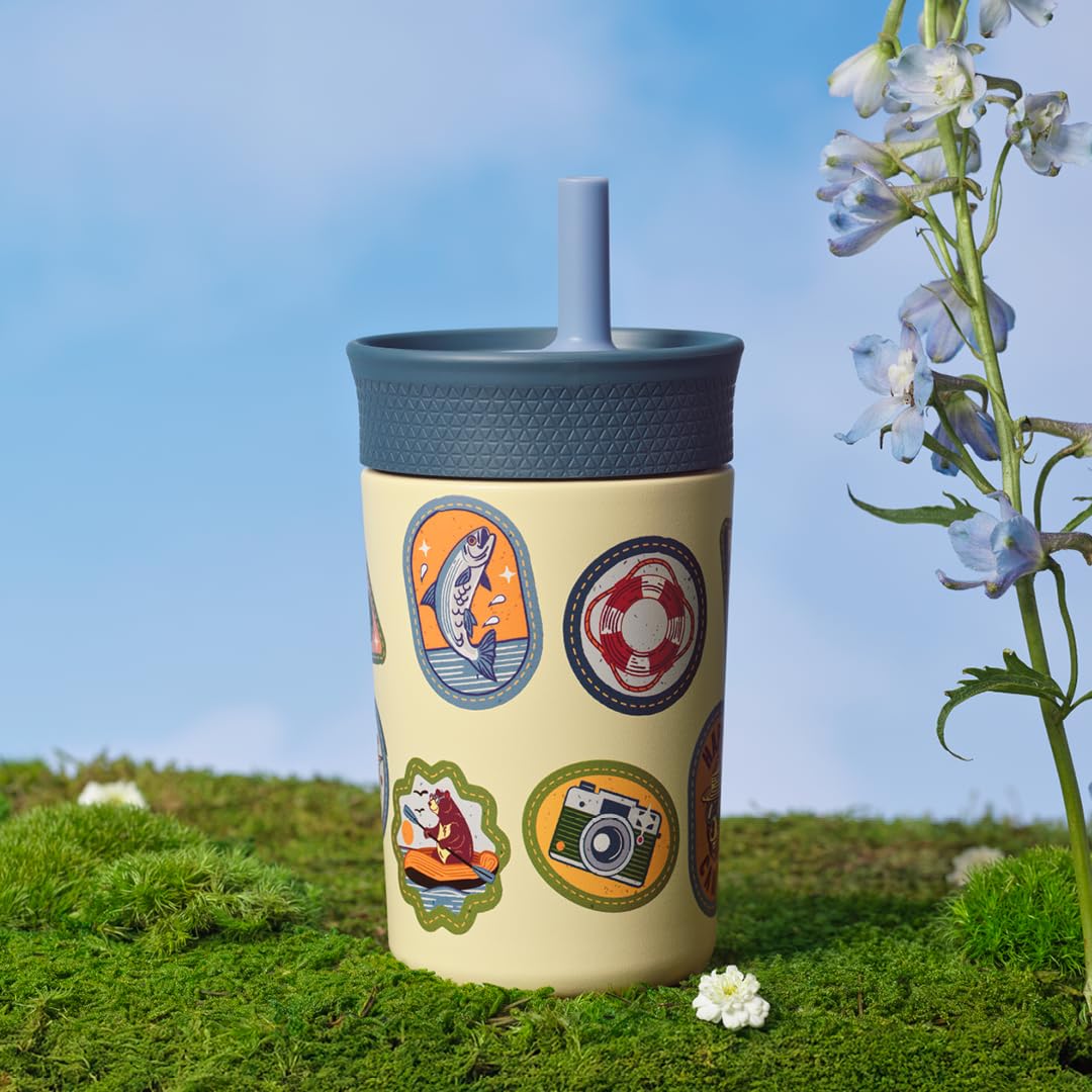 Owala Tumbler Kids Plastic Water Bottle 15 oz Home Base