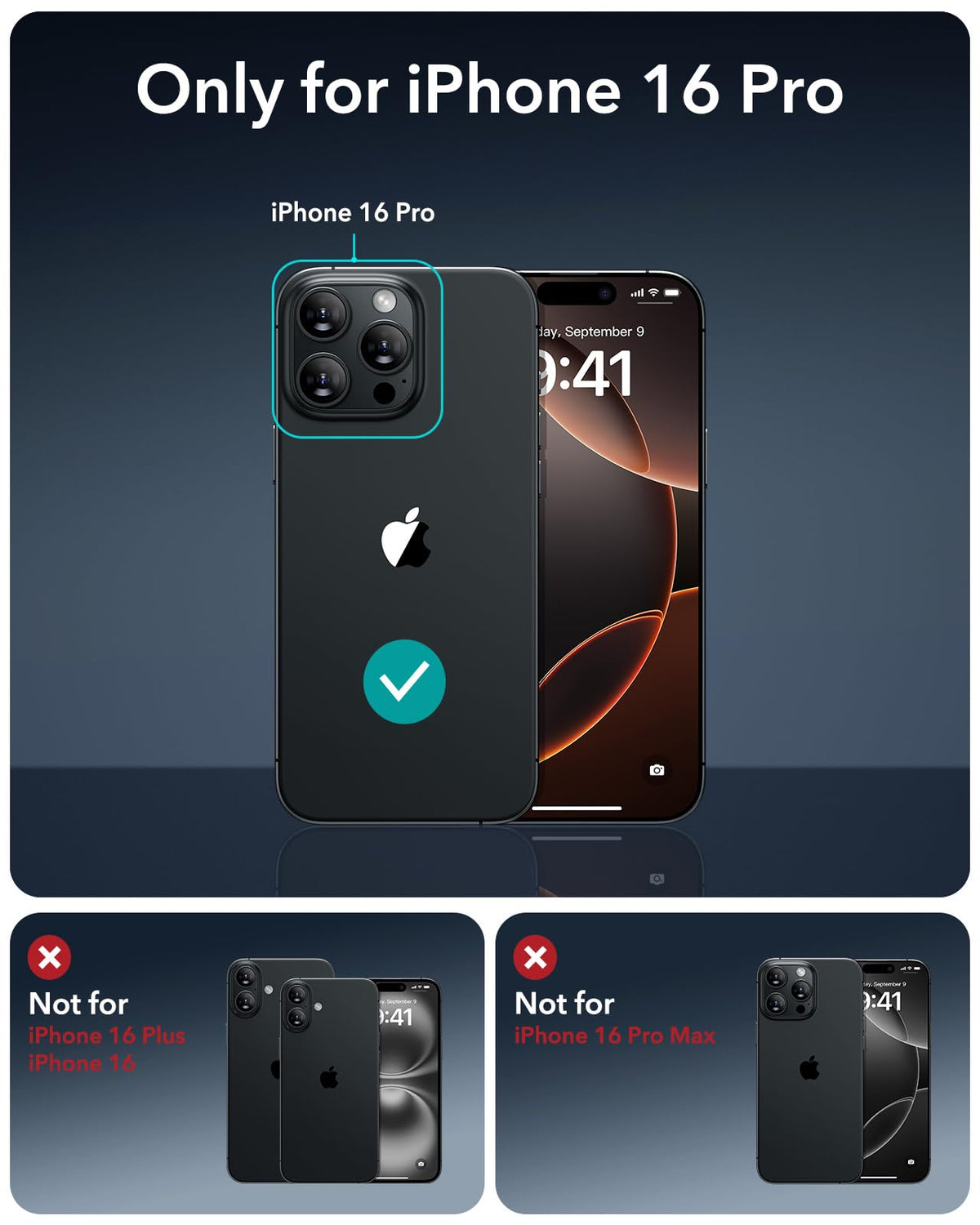 ESR 3 Pack for iPhone 16 Pro Screen Protector, FlawlessFit Tray