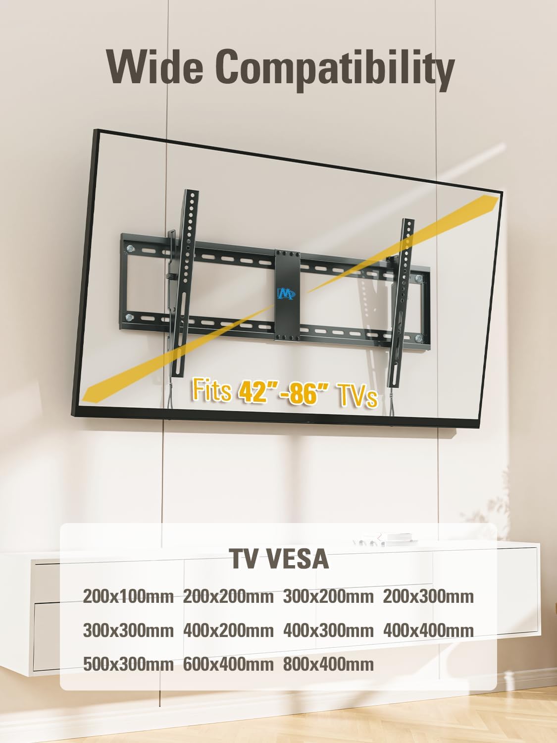 Mounting Dream TV Wall Mount for 42-86 Inch TVs, Tilting TV Mount Bracket