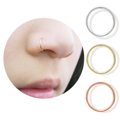 Small Thin Gold or Sterling Silver Nose Ring Hoop for Women, 20G/22G/24G