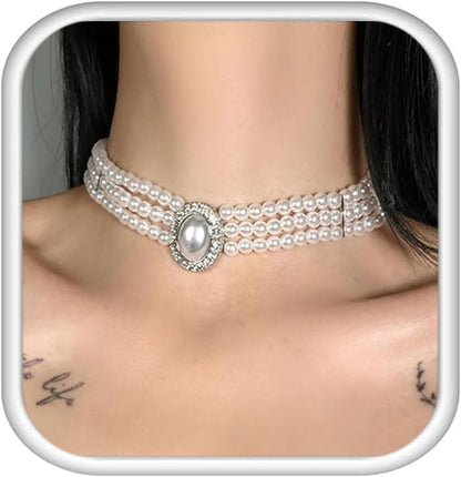 Halloween Pearl Choker Necklace Gothic Blood Pearl Vampire Necklace