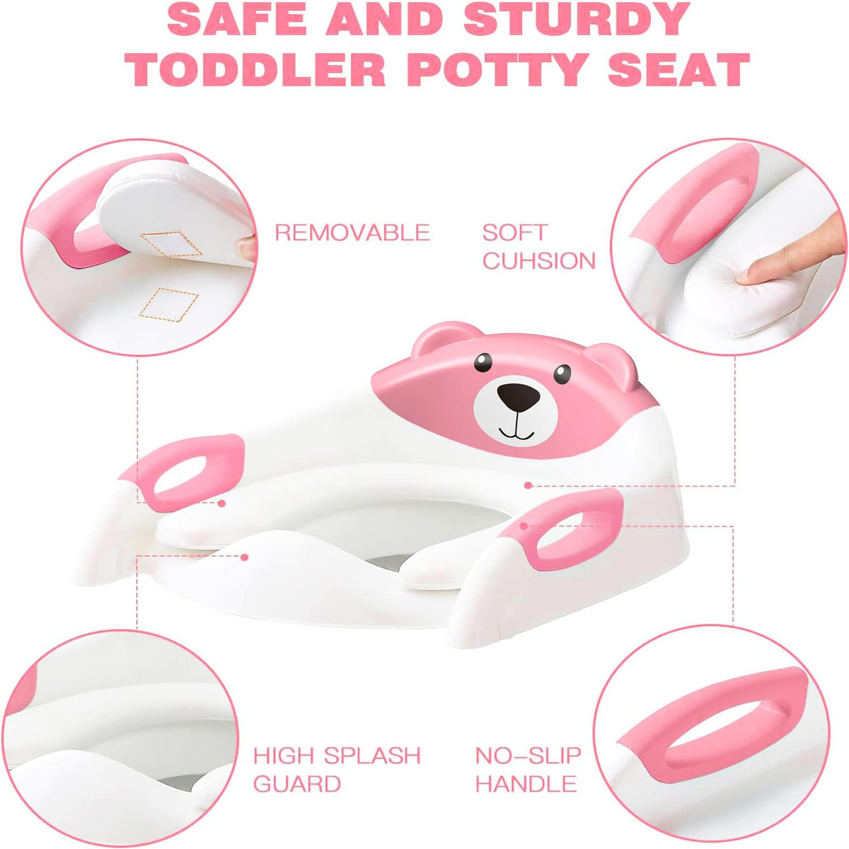 Potty Training Toilet for Toddlers, 2-in-1 Potty Training seat, Anti-Slip (Chocolate, Bear)