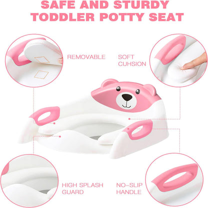 Potty Training Toilet for Toddlers, 2-in-1 Potty Training seat, Anti-Slip (Chocolate, Bear)