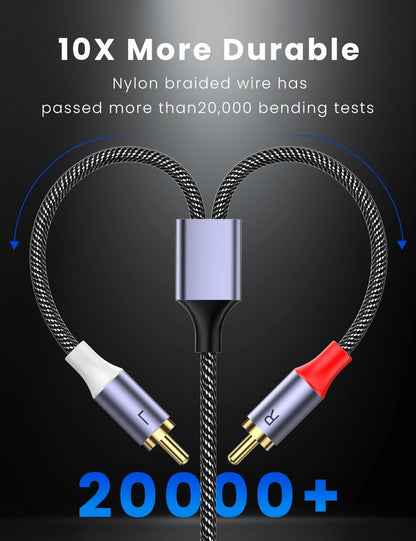 MOSWAG 2RCA Male to 2RCA Male Phono Cable 1m, 2 RCA Audio Cable Phono Lead