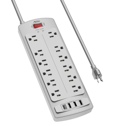 ALESTOR 10 Ft Surge Protector Power Strip with 12 Outlets and 4 USB Ports