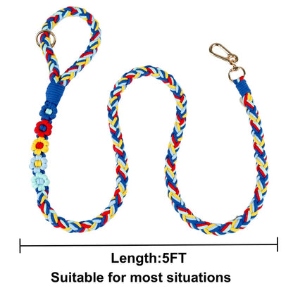 5FT Braided Cotton Rope Leash for Small, Medium and Large Dogs, Red & White Twist