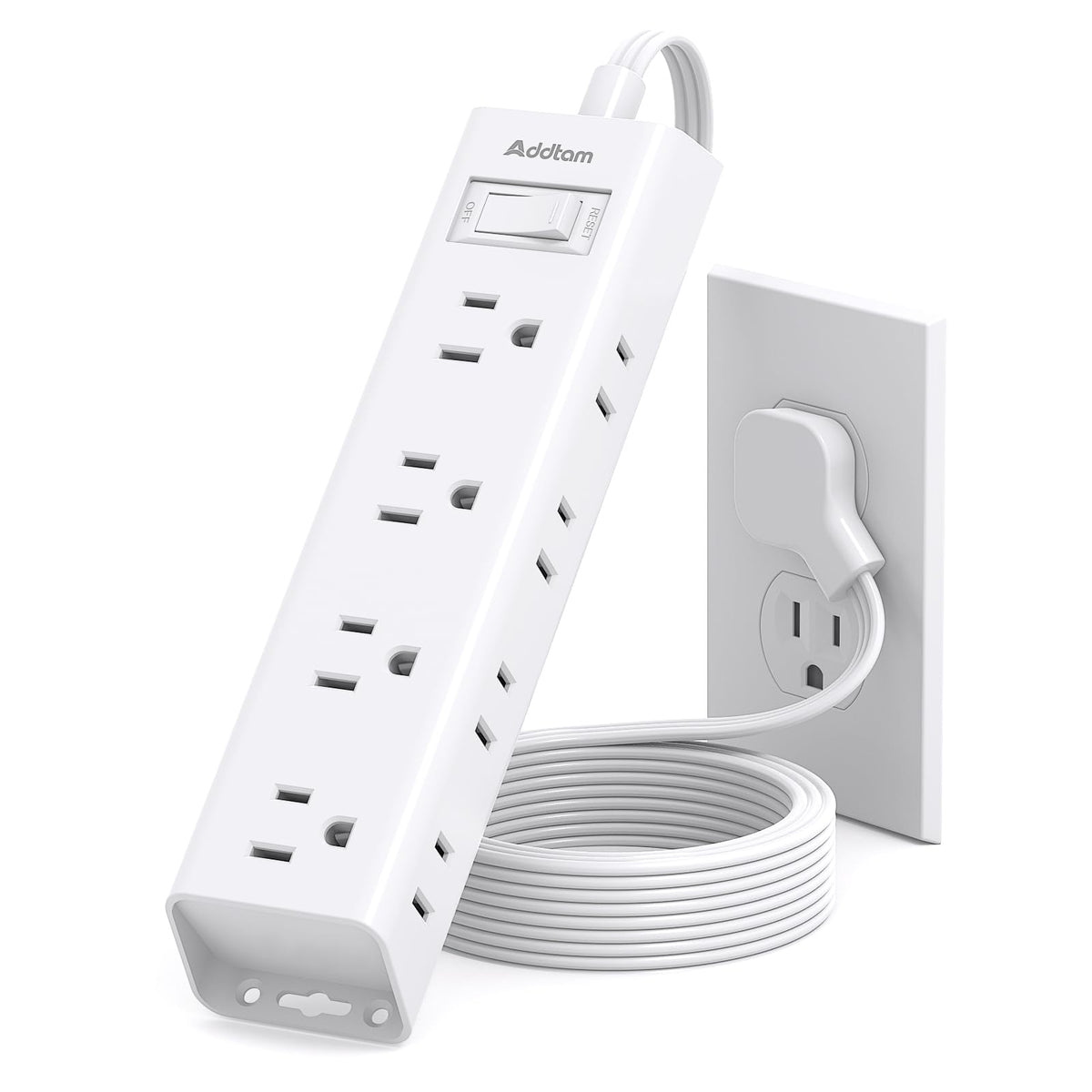 Flat Plug Power Strip, Ultra Thin Flat Extension Cord - 12 Outlets 3 Sides