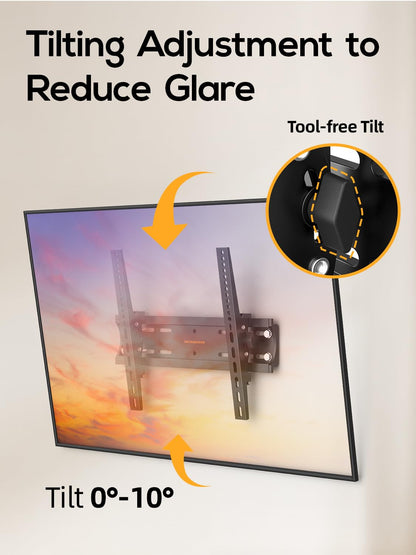 55 65 75 85 inch Tilting TV Wall Mount for 32-90 '' TVs, Low Profile TV Mount Bracket, Safe Lock & Quick Release,Max VESA 600x400mm, 24 inch Studs,132 lbs, Fit Most 55+ 75+ 85+ 86 TVs