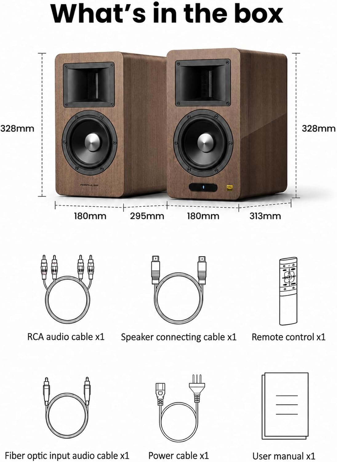 Edifier Airpulse A200T Powered Bookshelf Speakers, 130W RMS, Walnut