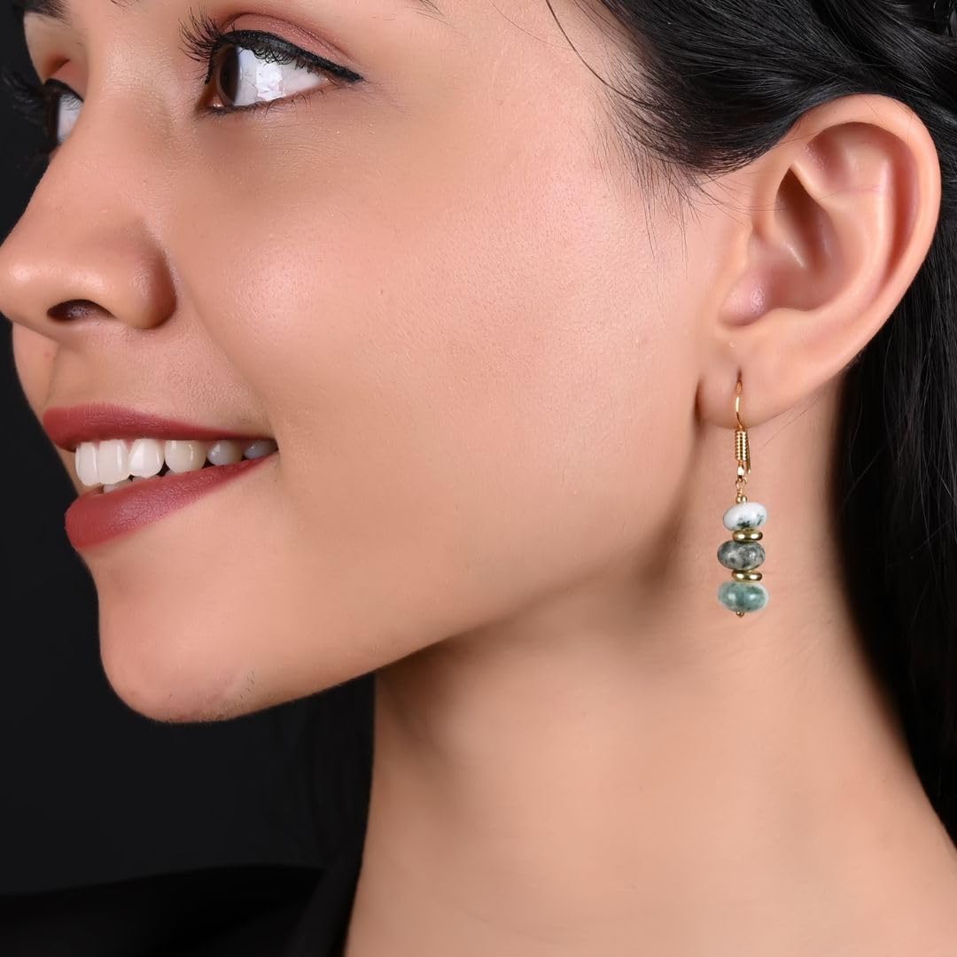 Gempires Beaded Gemstone Dangle Earrings for Women, Boho Gold Birthstone