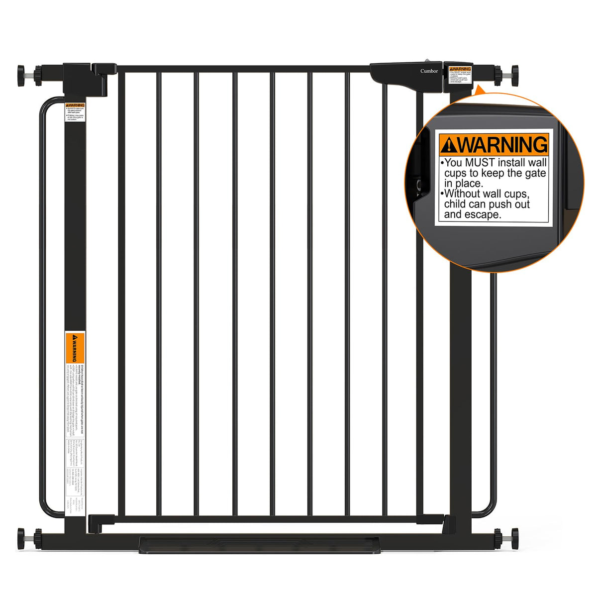 Cumbor 29.7-51.5 in Extra Wide Baby Gate for Stairs, Dog Gate Indoor Black