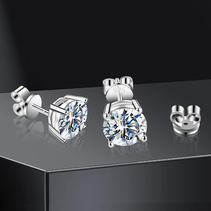 Moissanite Stud Earrings GRA 925 Sterling Silver Earrings for Men