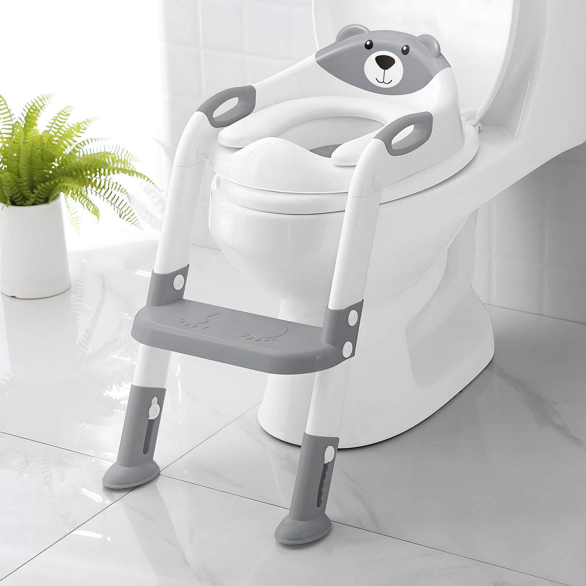 Potty Training Toilet for Toddlers, 2-in-1 Potty Training seat, Anti-Slip (Chocolate, Bear)