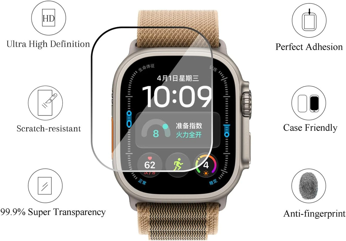 Ailun 3 Pack Screen Protector for Apple Watch Ultra 4/3/2/Ultra [Clear]