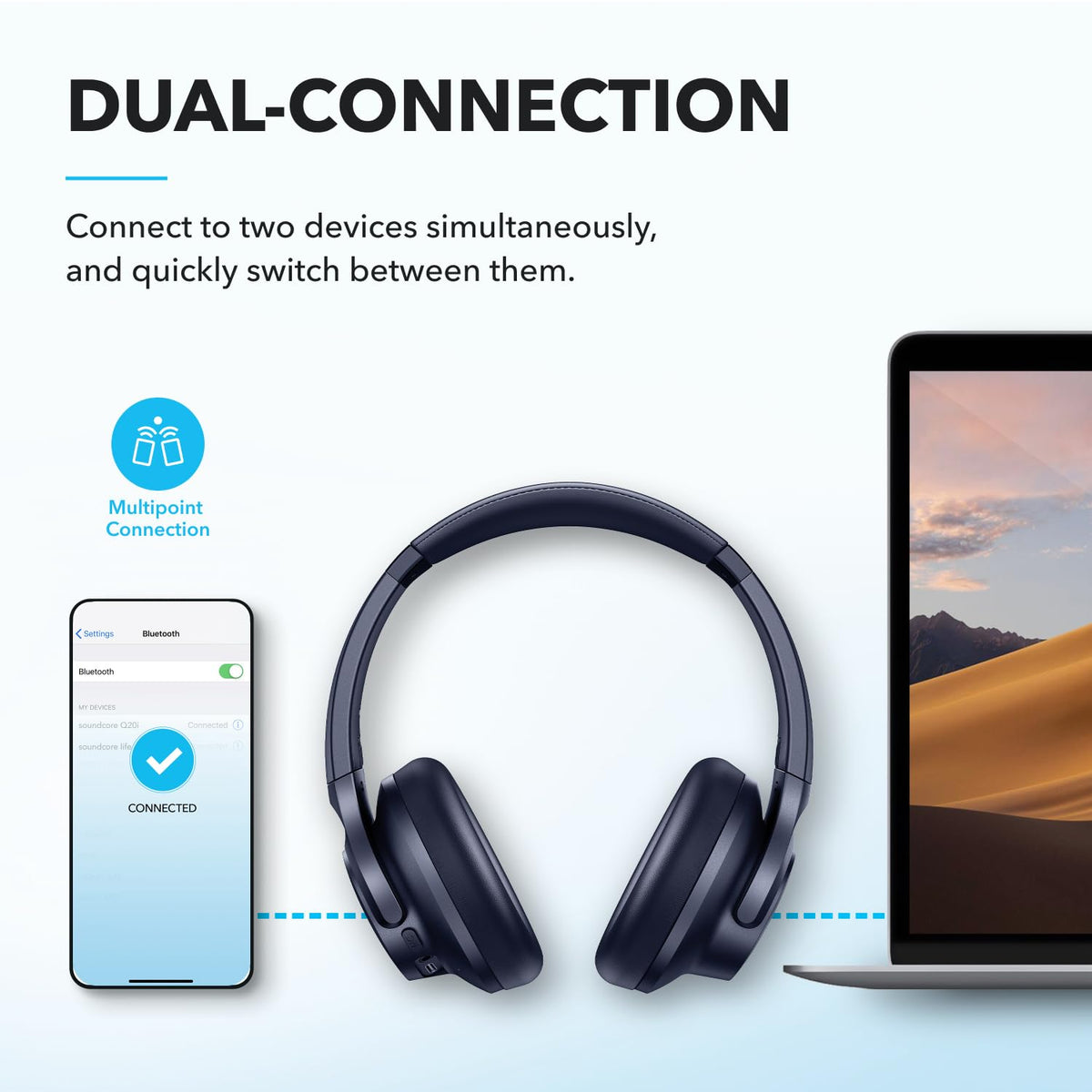 soundcore by Anker Q20i Hybrid Active Noise Cancelling Headphones, Black