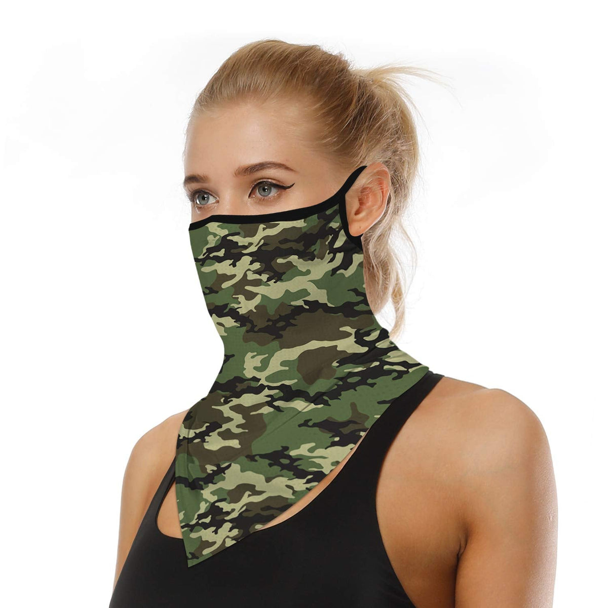 YAYOUREL Neck Gaiter Face Mask Bandanas for Men Women UV Face Scarf Cover Ear Loop Hole Facemask for Fishing Running Cycling