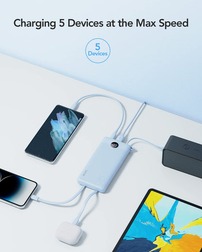 VRURC Portable Charger, Built in 4 Cables & Lanyard Power Bank 10000mAh