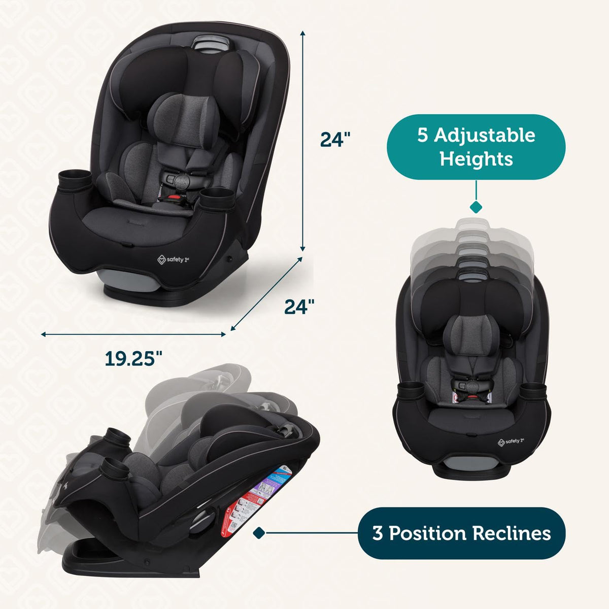 Safety 1st Grow and Go All-in-One Convertible Car Seat - Black Phantom