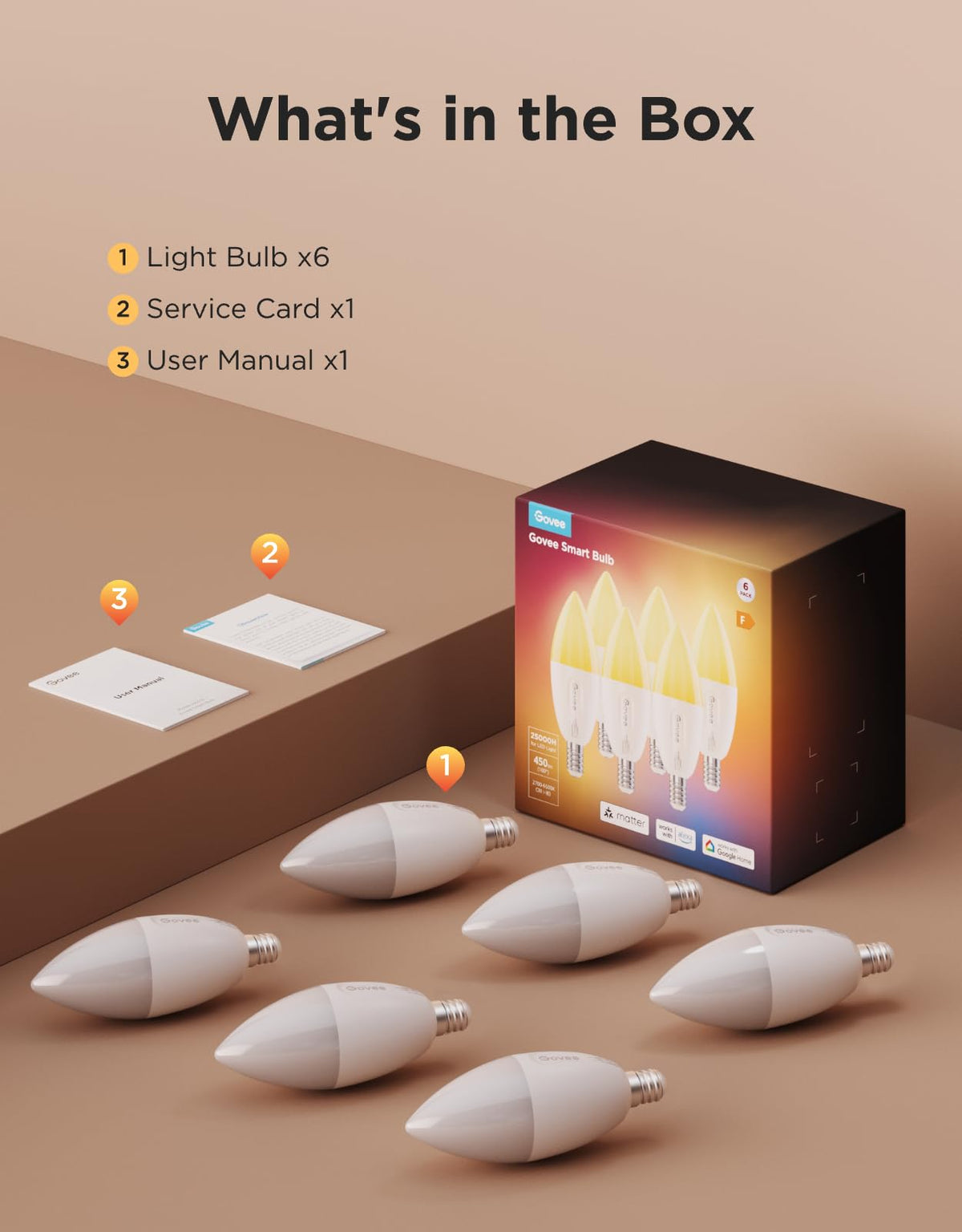 Govee E12 Led Bulb, Color Changing Candelabra Bulbs 450 LM, 80 CRI, 4 Pack