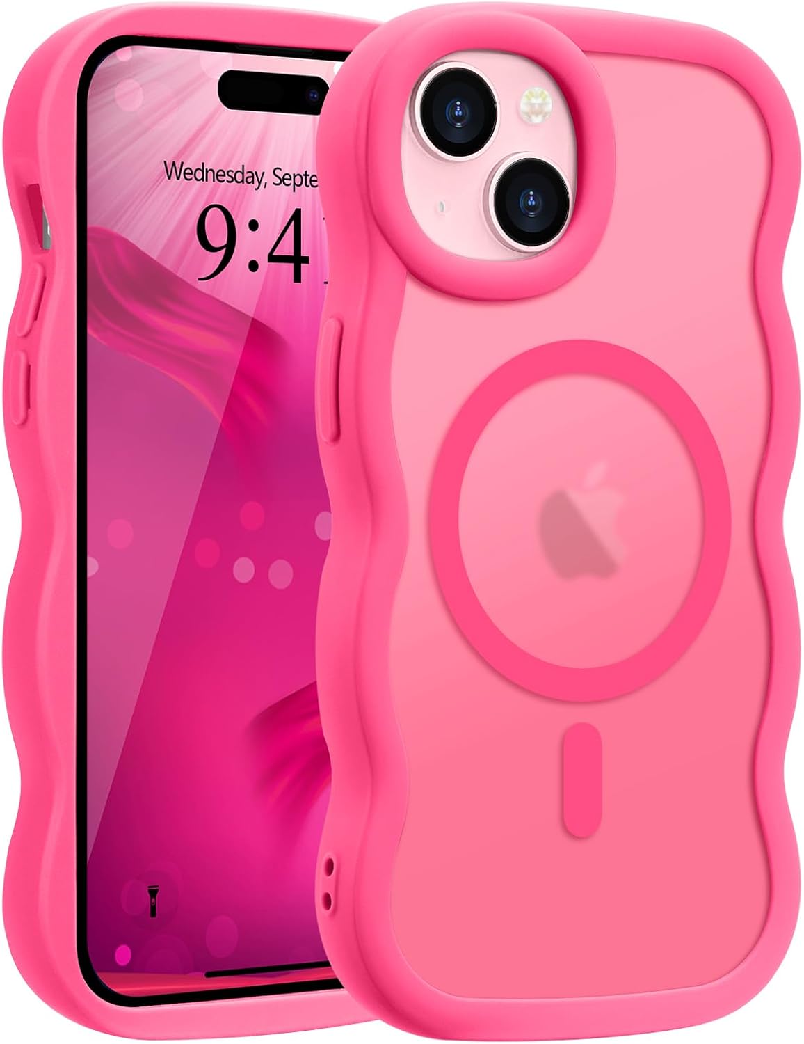 Pepmune for iPhone 16 Pro Max Case Curly Wavy Frame Translucent, Burgundy