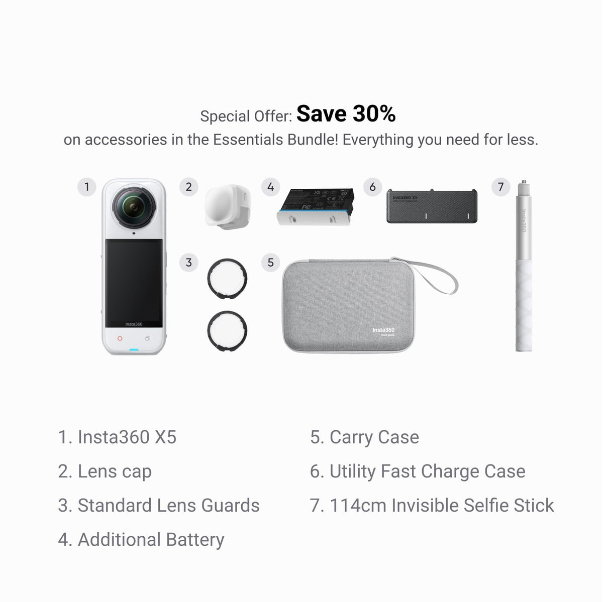 Insta360 X5 - Waterproof 8K 360° Action Camera, Leading Low Light, Invisible Selfie Stick Effect, Rugged and Replaceable Lens, 3-Hour Battery, Built-in Wind Guard, Stabilization, Triple AI Chip Design