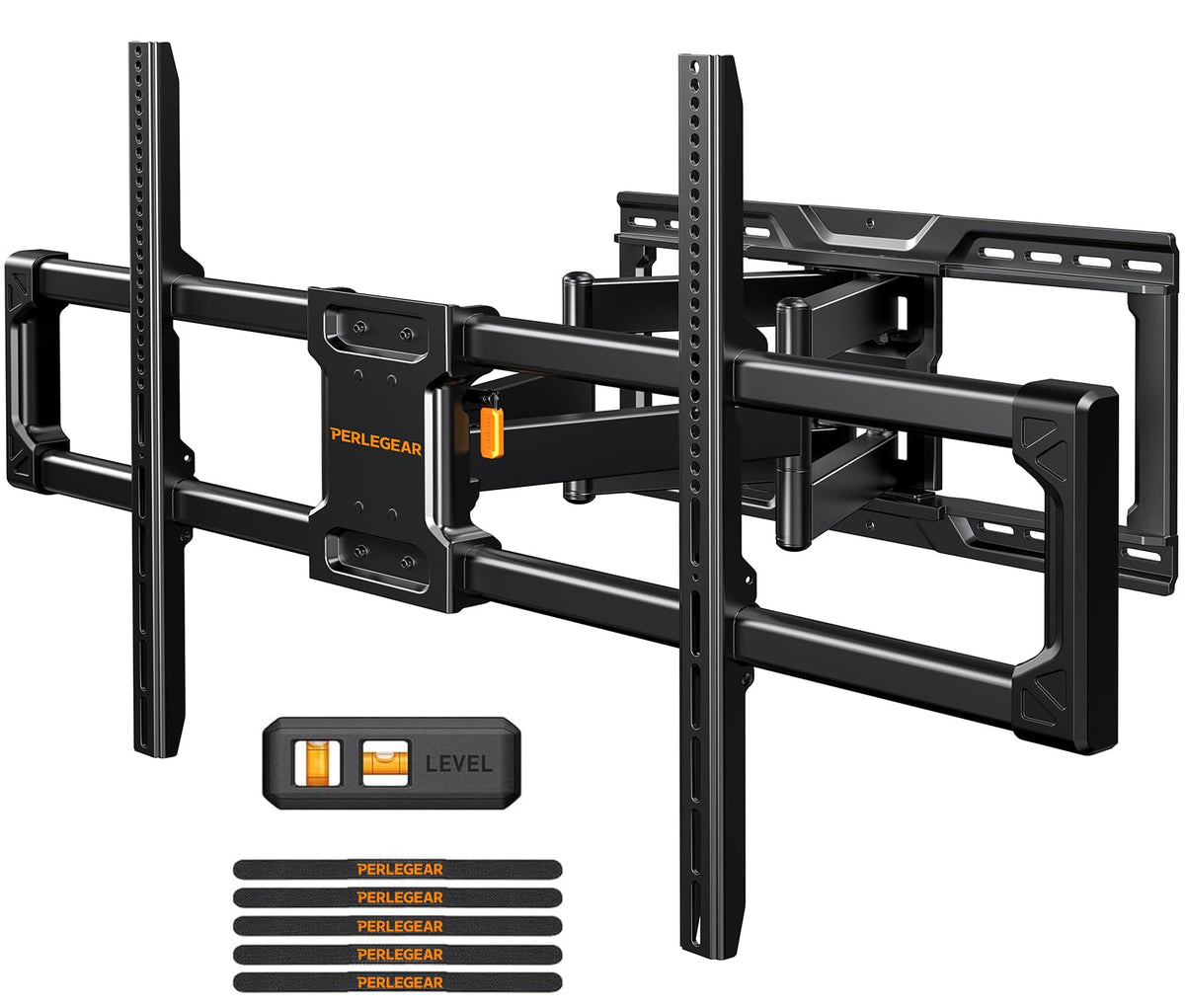 Perlegear Full Motion TV Wall Mount with Power Strip for 60–120 Inch TVs