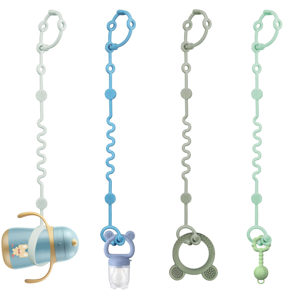 LittleHugs Toy Straps for Baby, 5pcs Adjustable Toy Holder for Stroller Accessories, Silicone Tether Pacifier Clip, No Throw Travel Essential Leash for High Chair, Car Seat (5-Pack)