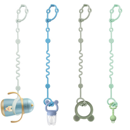 LittleHugs Toy Straps for Baby, 5pcs Adjustable Toy Holder for Stroller Accessories, Silicone Tether Pacifier Clip, No Throw Travel Essential Leash for High Chair, Car Seat (5-Pack)