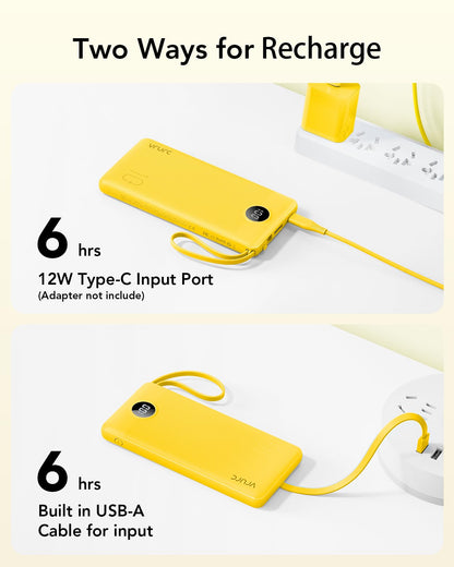 VRURC Portable Charger, Built in 4 Cables & Lanyard Power Bank 10000mAh