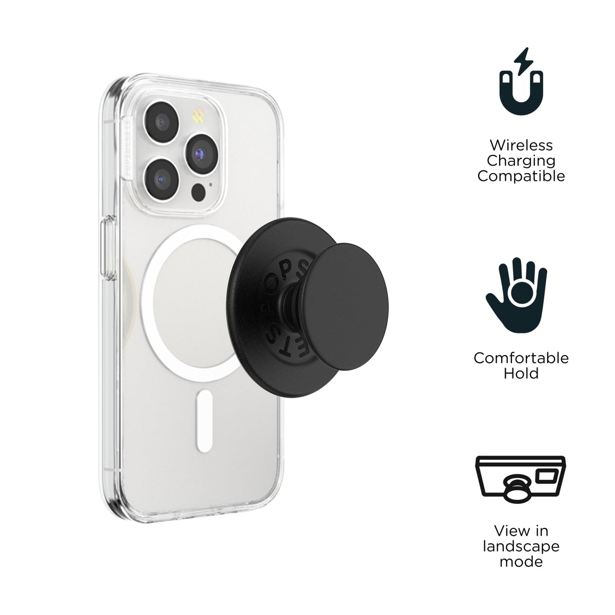 PopSockets Adhesive Phone Grip, Holder- Black