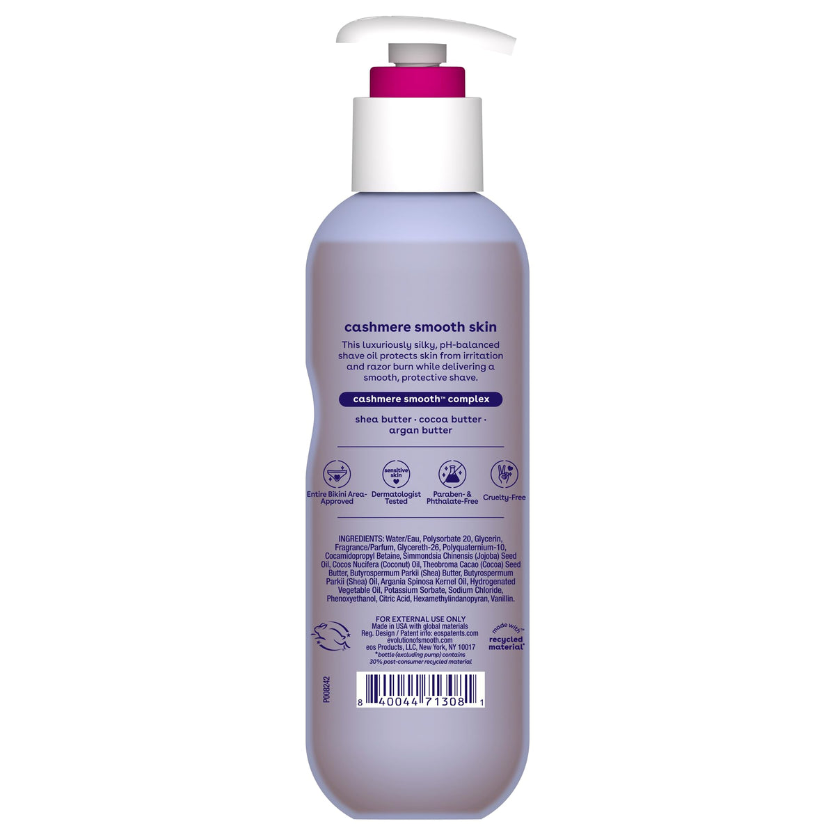 eos Cashmere Shave Oil- Fresh & Cozy, Moisturizing Shea Butter, 6 fl oz