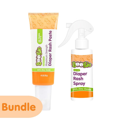 Boogie Diaper Rash Relief Bundle, No-Rub Spray & Maximum Strength Paste