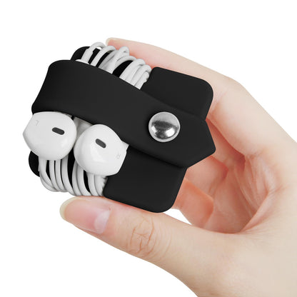 Headphone Case Cord Organizer Earbuds Holder Earphones Case Wrap Winder Headset Keeper Cord Manager Cable Organizer Black