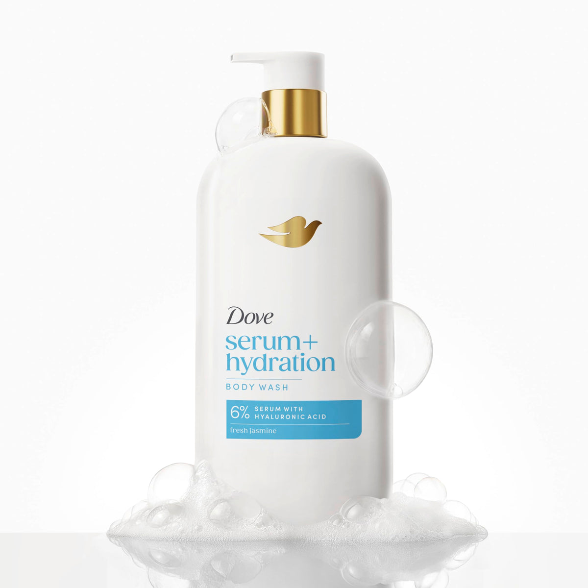 Dove Serum+ Hydration Body Wash Hyaluronic Acid 6% Hydration Serum, 18.5 oz