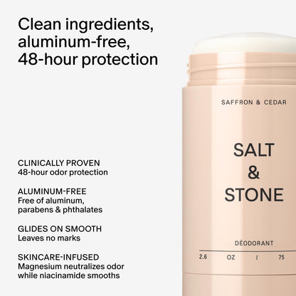 Salt & Stone Aluminum-Free Deodorant, Women & Men Santal & Vetiver 2.6 oz