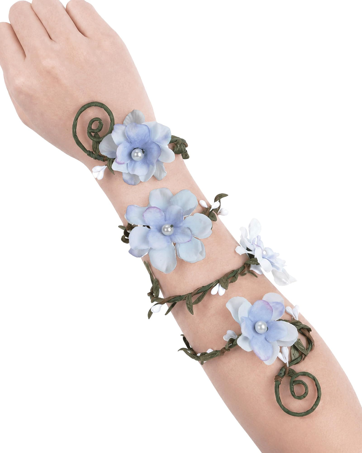 FRESHME Renaissance Fairy Floral Arm Wrap - 1 PC Elf Bracelet Forest Mother Nature Costume Renfaire Cosplay Fairy Accessories