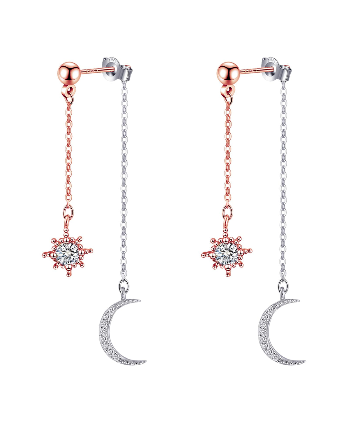 Moon and Star Dangle Earrings