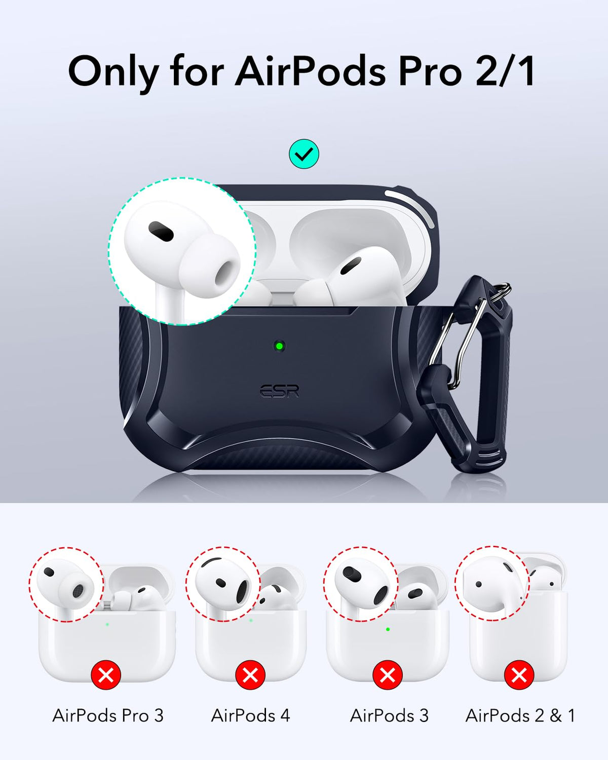 ESR for AirPods Pro 2 Case, Compatible with MagSafe, Cyber Series, Black