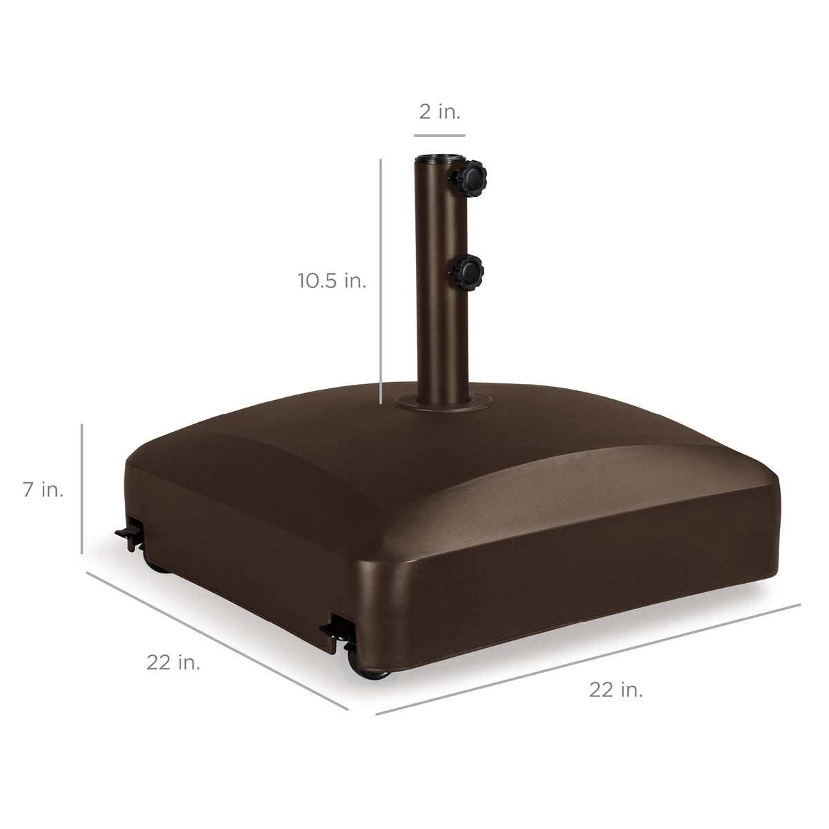 Best Choice Products 123lb Capacity Fillable Mobile Umbrella Base Heavy Duty Market Stand for Patio, Deck, Poolside w/ 4 Wheels, 2 Locks, 2 Knobs, Wind-Resistant Design - Black