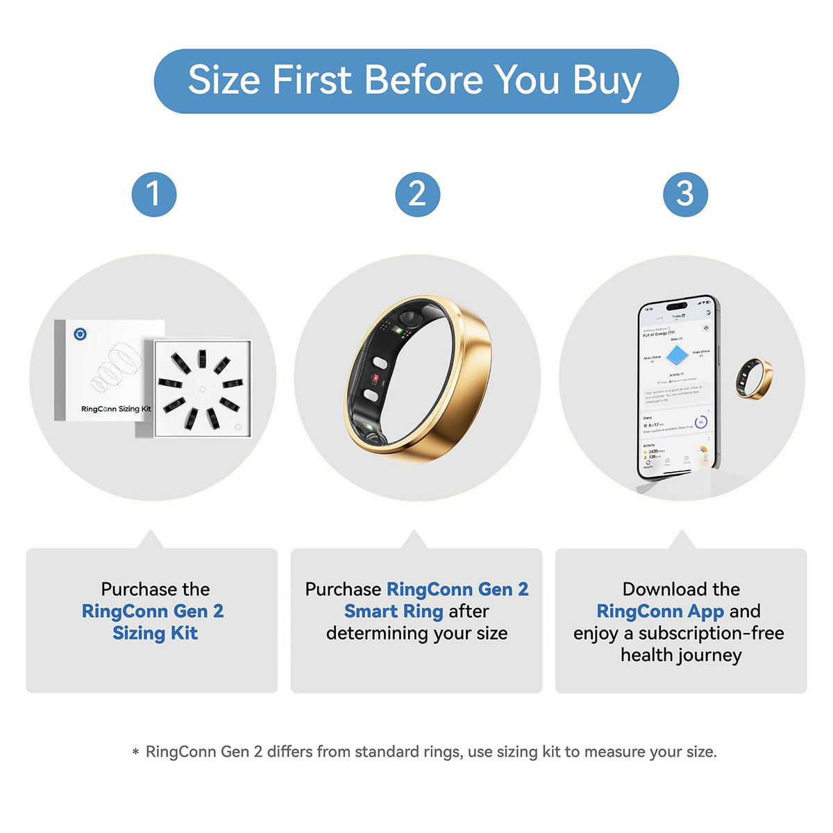 RingConn Gen 2 Smart Ring - Sleep Apnea Monitoring(Black, Size 9)