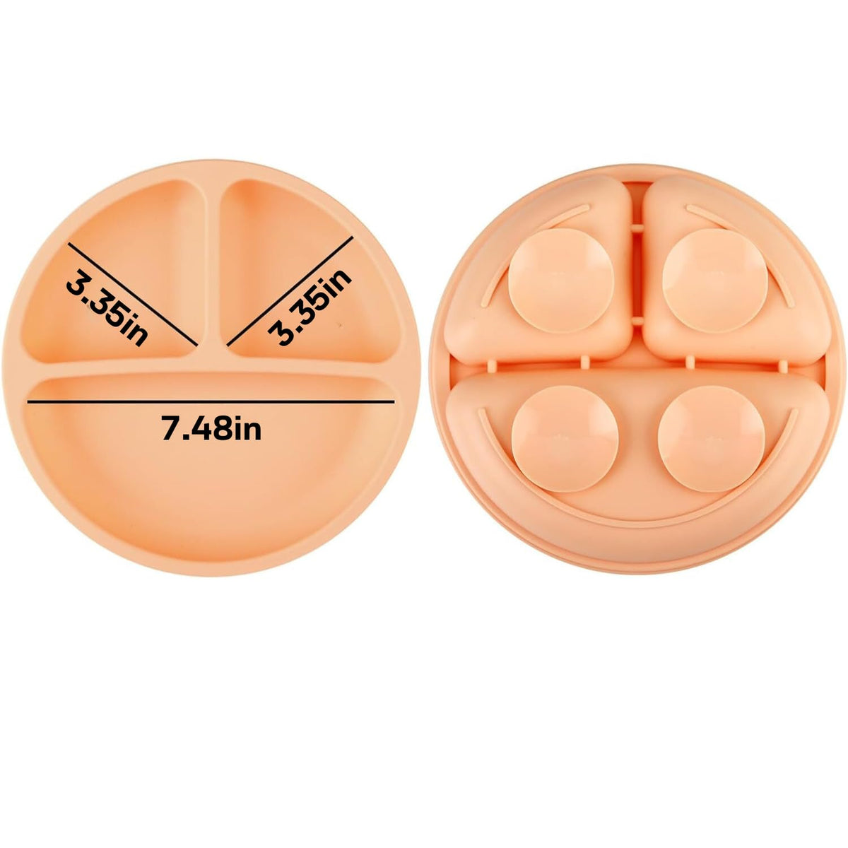 PandaEar 3 Pack Toddler Plates, Silicone Divided Suction Plate for Babies, BPA-Free 100% Food-Grade Silicone Unbreakable Baby Plate (Pink/Purple/Blue, Without Lids)