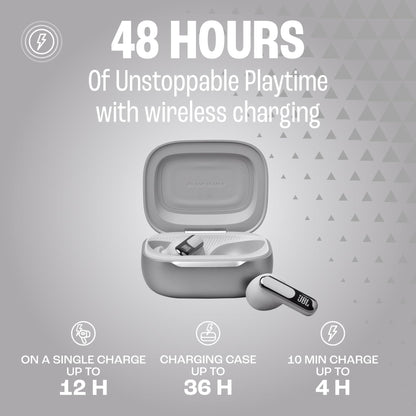 JBL Live Beam 3 - True Wireless Noise-Cancelling Stick-Closed Earbuds, 48Hrs Total Playback, Wireless Charging, 6 Mics for Perfect Calls, Multi-Point Connection, IP55 Waterproof and dustproof (Black)